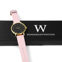 Reloj de Pulsera Wanderlust, Esfera Negra con correa rosa y gris - Dorado