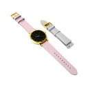 Reloj de Pulsera Wanderlust, Esfera Negra con correa rosa y gris - Dorado