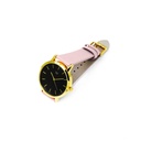Reloj de Pulsera Wanderlust, Esfera Negra con correa rosa y gris - Dorado