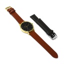 Reloj de Pulsera Wanderlust, Esfera Negra con correa negra y café- Dorado
