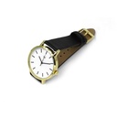 Reloj de Pulsera Wanderlust, Esfera Blanca con correa negra y rosa - Dorado