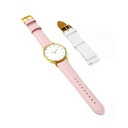Reloj de Pulsera Wanderlust, Esfera Blanca con correa rosa y blanca - Dorado