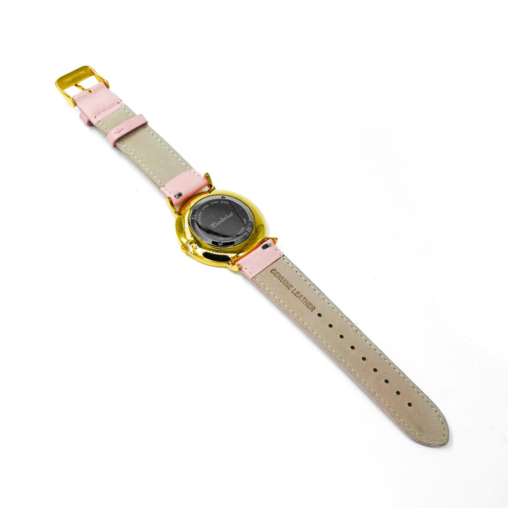 Reloj de Pulsera Wanderlust, Esfera Blanca con correa rosa y blanca - Dorado