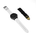 Reloj de Pulsera Wanderlust, Esfera Negra con correa blanca y negra - Negro
