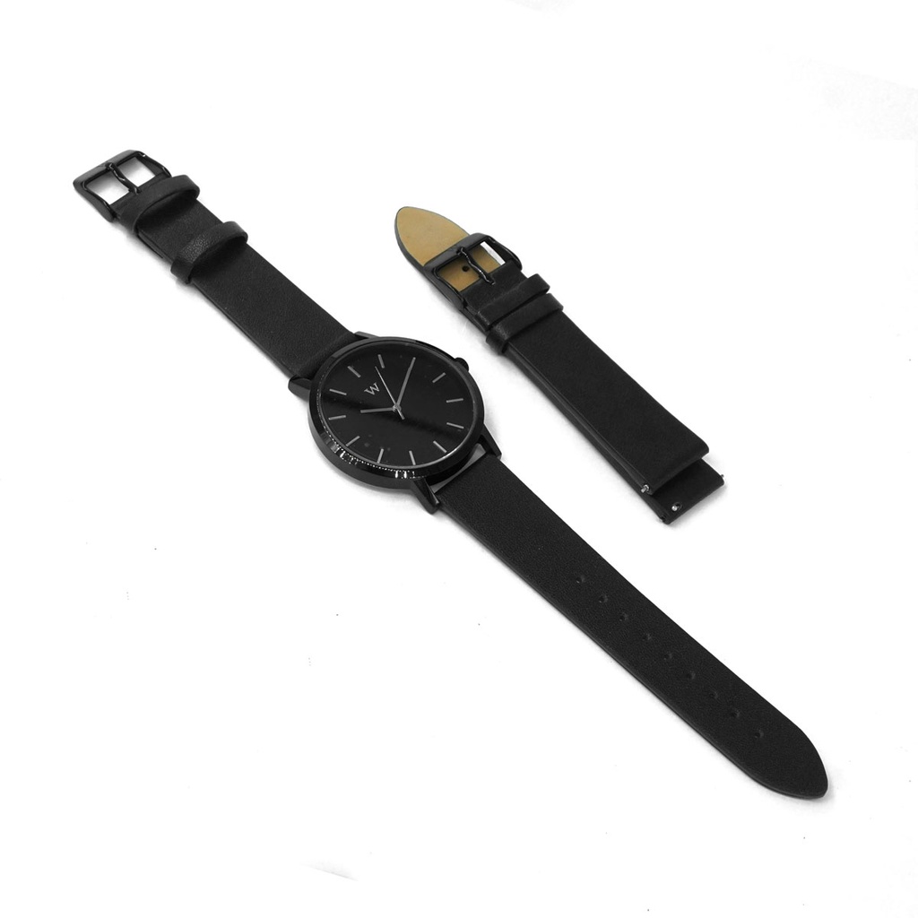 Reloj de Pulsera Wanderlust, Esfera Negra con correa negra - Negro