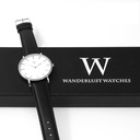Reloj de Pulsera Wanderlust, Esfera Blanca con correa negra y gris - Plateado