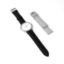 Reloj de Pulsera Wanderlust, Esfera Blanca con correa negra y gris - Plateado