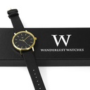 Reloj de Pulsera Wanderlust, Esfera Negra con correa negra y repuesto - Dorado