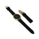 Reloj de Pulsera Wanderlust, Esfera Negra con correa negra y repuesto - Dorado