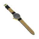Reloj de Pulsera Wanderlust, Esfera Negra con correa negra y repuesto - Dorado