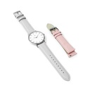 Reloj de Pulsera Wanderlust, Esfera Blanca con correa gris y rosa - Plateado
