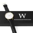 Reloj de Pulsera Wanderlust, Esfera Blanca con correa negra y rosa - Dorado