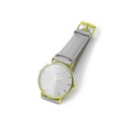Reloj de Pulsera Wanderlust, Esfera Blanca con correa gris, azul y rosa - Dorado