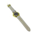 Reloj de Pulsera Wanderlust, Esfera Blanca con correa gris, azul y rosa - Dorado