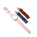 Reloj de Pulsera Wanderlust, Esfera Blanca con correa rosa, azul y roja - Plata