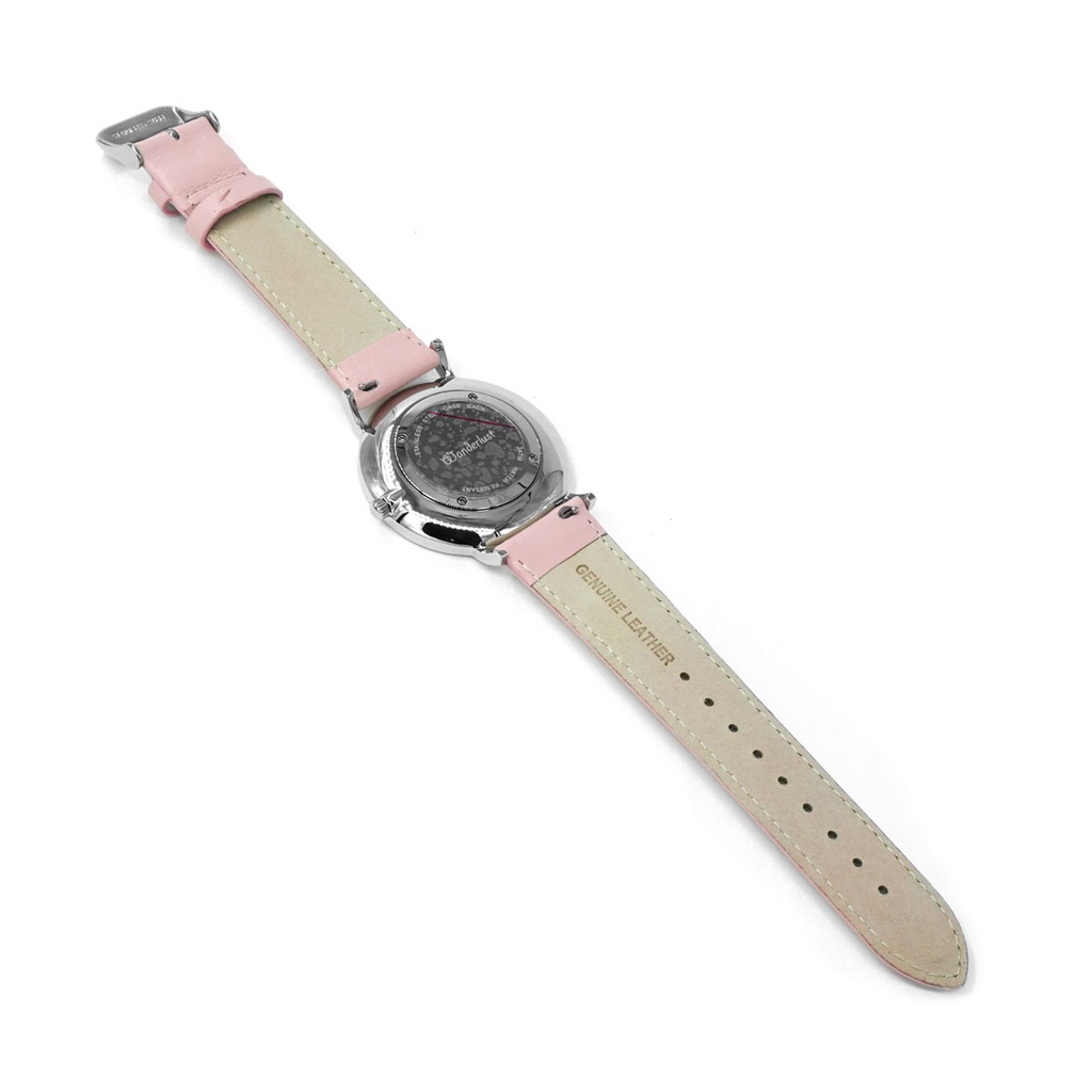 Reloj de Pulsera Wanderlust, Esfera Blanca con correa rosa, azul y roja - Plata
