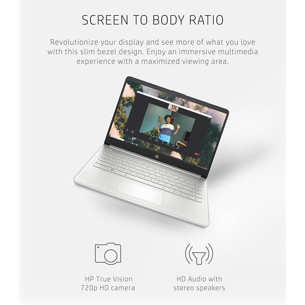 HP 14-dq0725ds 14" HD Notebook, Intel Celeron N5030, 1.10GHz, 4GB RAM, 64GB eMMC, Win11H