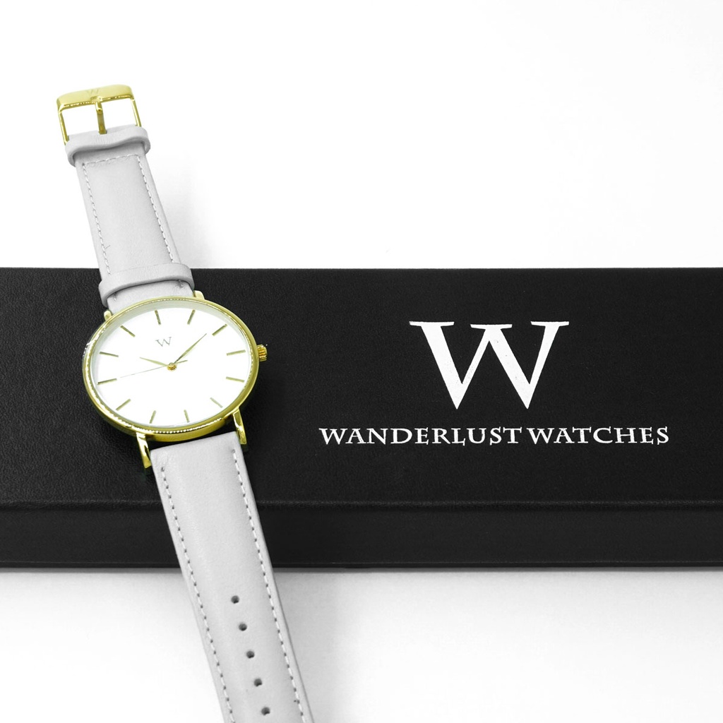 Gold Wristwach with White Dial White Band